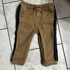 Janie and Jack Tan Joggers with Navy Stripes